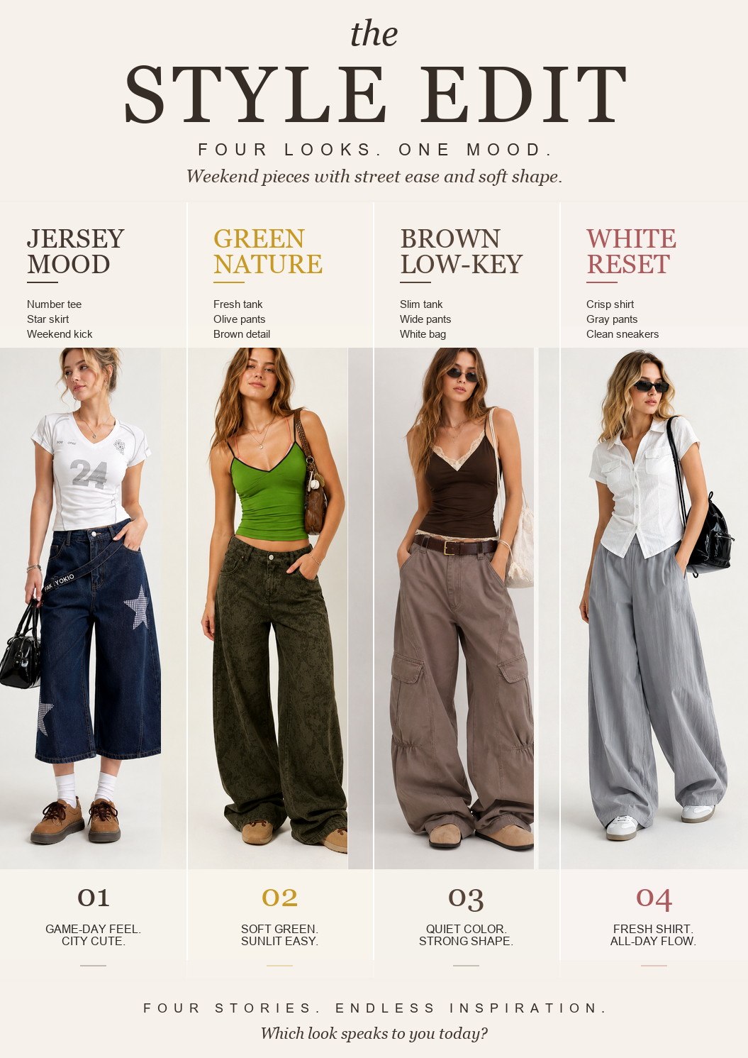 Weekend Outfits Built Around Sporty Tees and Wide-Leg Pants